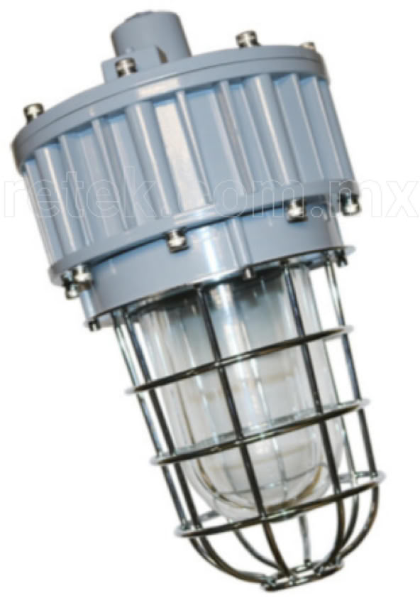 Luminaria LED a prueba de explosión con difusor tipo globo y certificación UL844, construcción IK10, grado IP66, uso marino