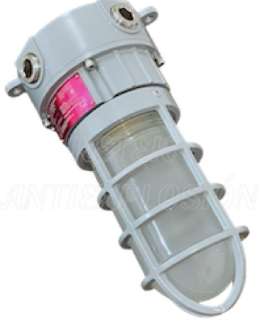 Luminaria LED a prueba de explosión de base plana con difusor tipo gota 5600 lúmenes, IP66, certificada para áreas peligrosas