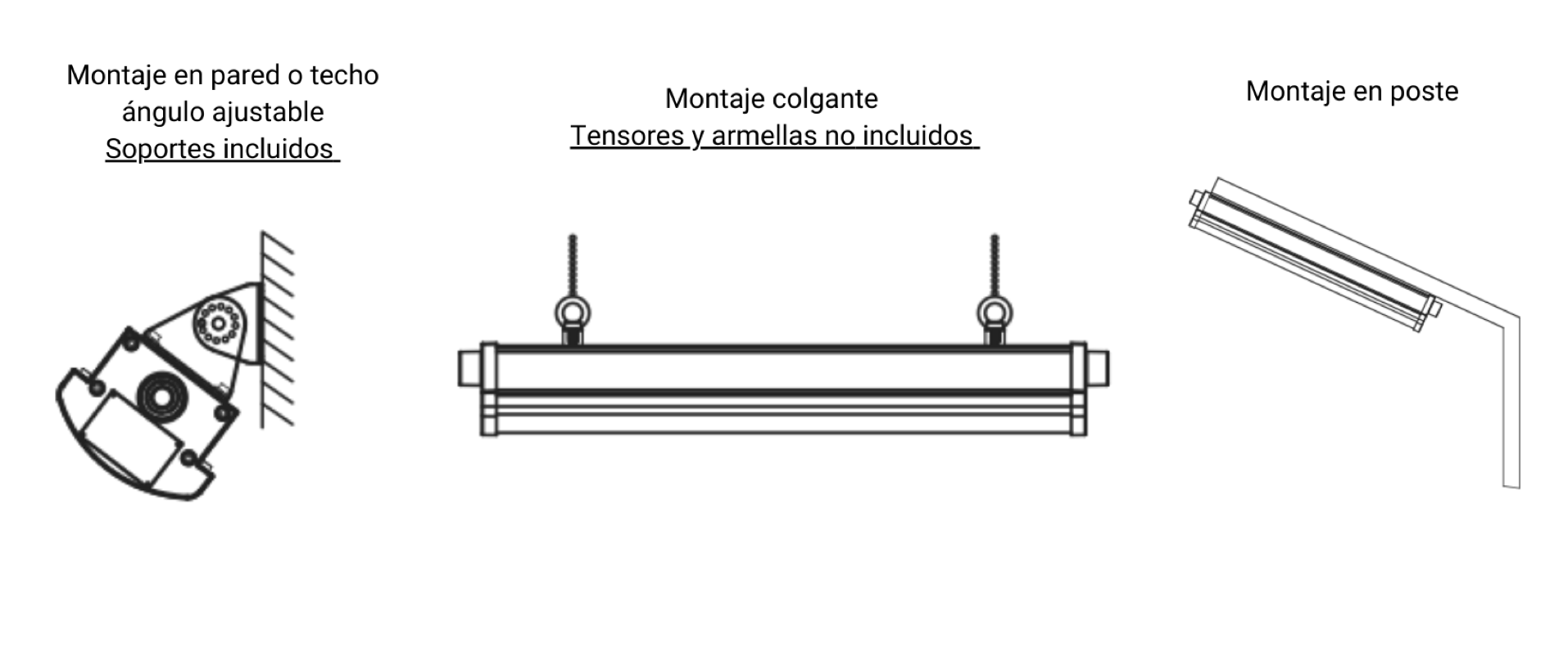 La luminaria LED lineal a prueba de explosión de 80 Watts se puede instalar en el techo, en la pared, suspendida o en poste